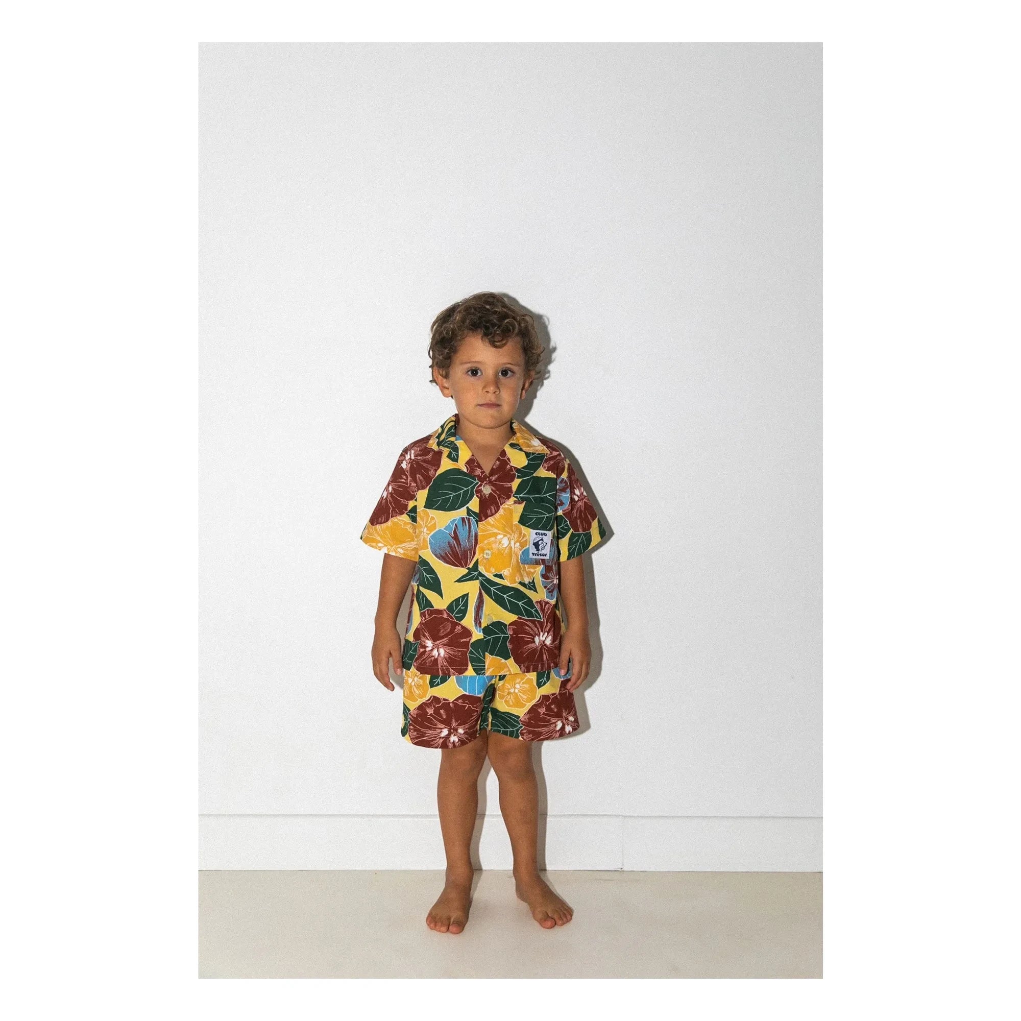 Club Trésor - Overall Popeline Hemd und Shorts Set | Gelb