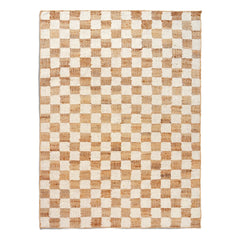 Ferm Living - Karierter Wolle und Jute Teppich | Creme