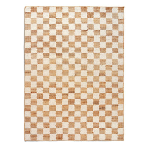 Ferm Living - Karierter Wolle und Jute Teppich | Creme