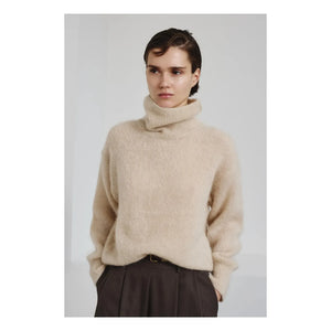 Pomandère – Rollkragenpullover aus Wolle und Kaschmir | Elfenbein