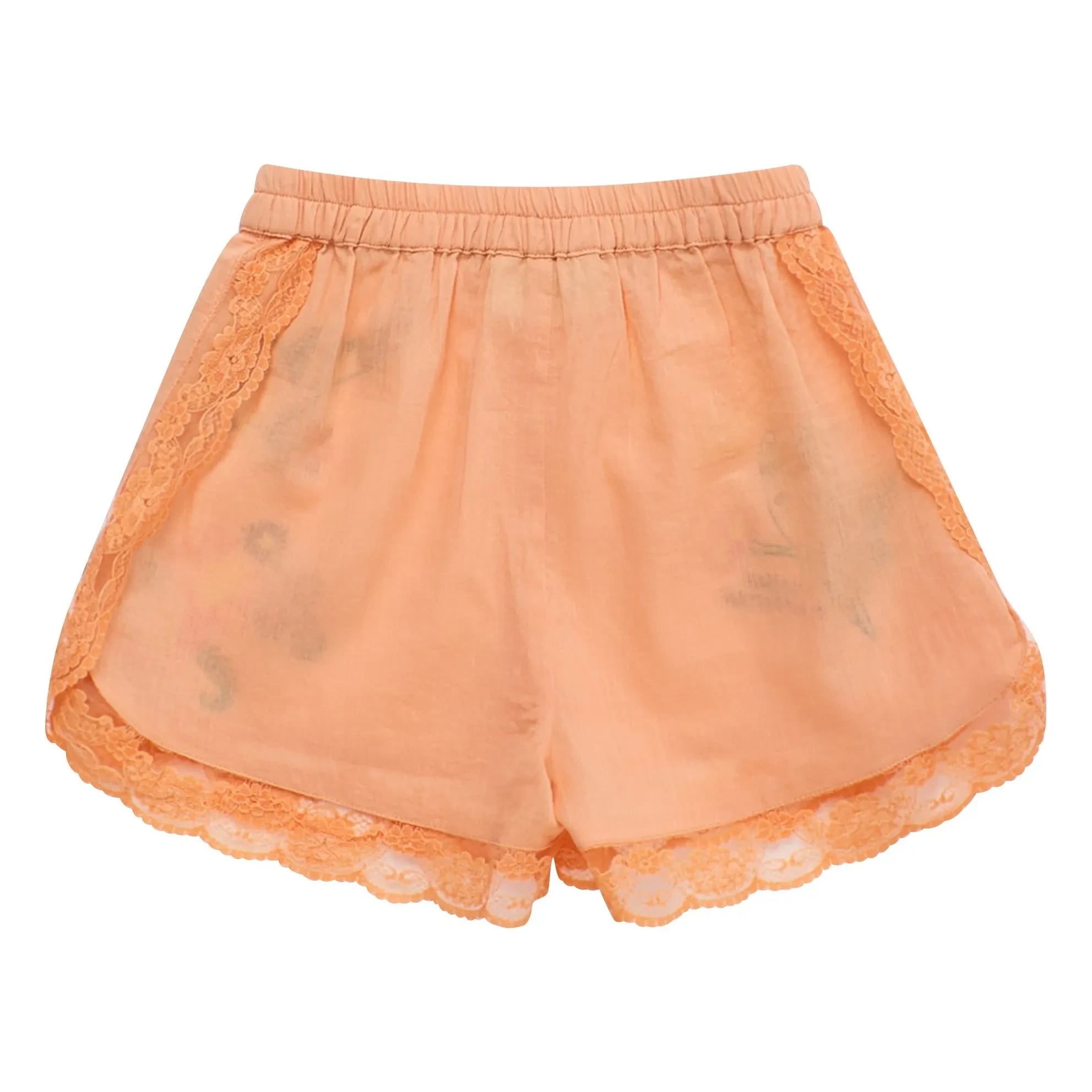 Maison Mangostan – Shorts mit Vogelstickerei | Orange