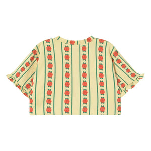 Tinycottons - Bio-Baumwoll-T-Shirt mit rosa Rüschen | Blassgelb