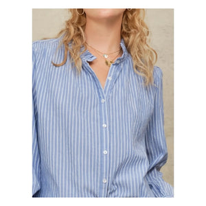 M.A.B.E. - Chrissie Pamuk Gestreifte Bluse | Blau