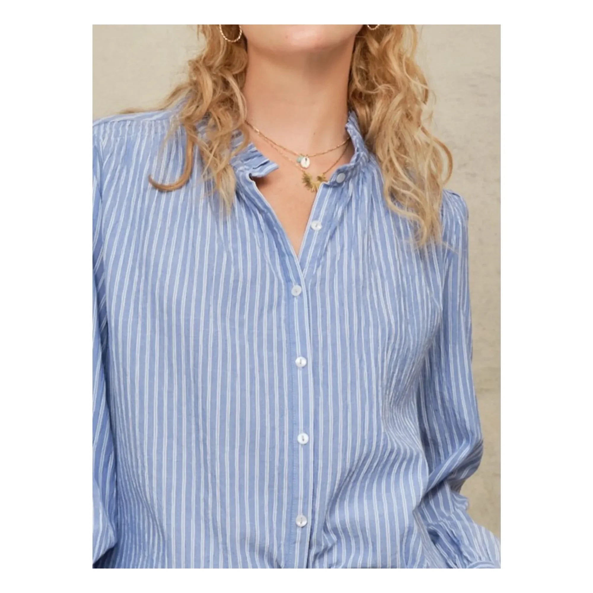 M.A.B.E. - Chrissie Pamuk Gestreifte Bluse | Blau