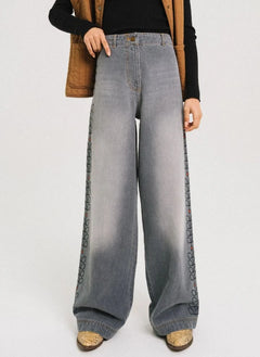 Tinsels - Edel Baumwollbestickte Jeans | Denim Grau