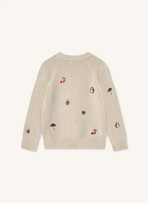 Fliink - Nova Cerises Organische Baumwolle Pullover | Ecru