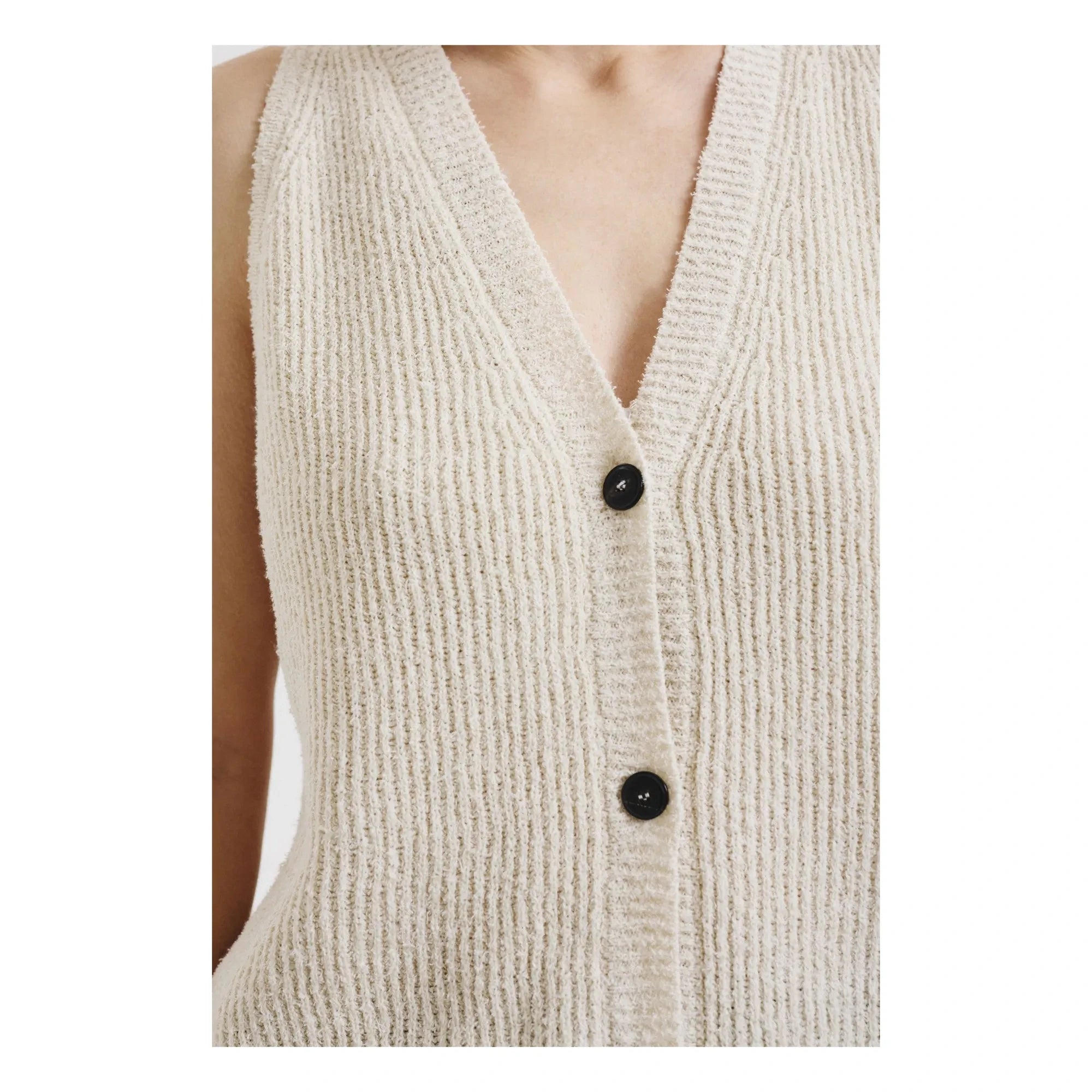 Pomandère - Baumwoll- und Leinenstrickjacke | Creme