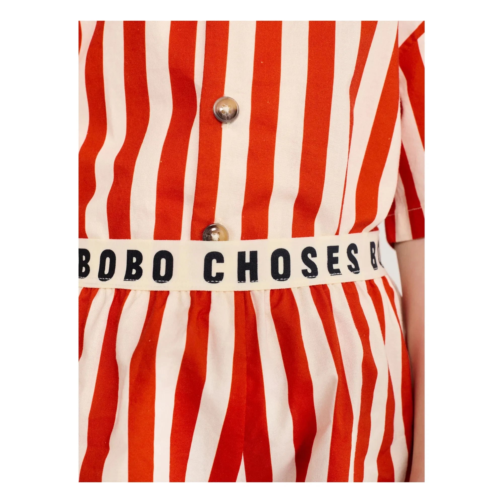 Bobo Choses - Gestreiftes Bio-Baumwoll Hemd und Shorts Set | Rot