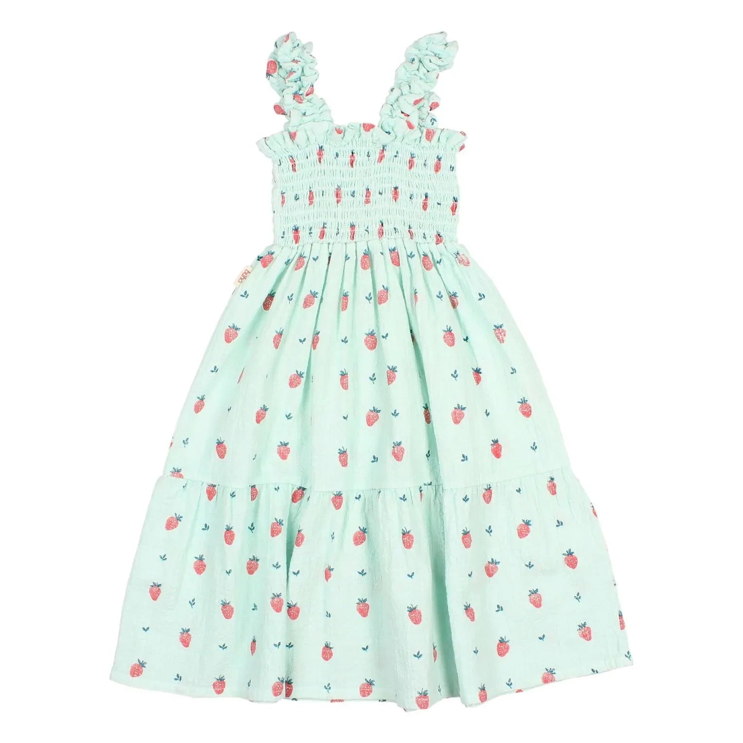 Búho - Erdbeer-Rüschenkleid aus Bio-Baumwolle | Mintgrün