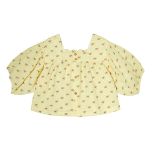 Tocoto Vintage - Bluse mit 3/4-Ärmeln und Blumenmuster | Gelb