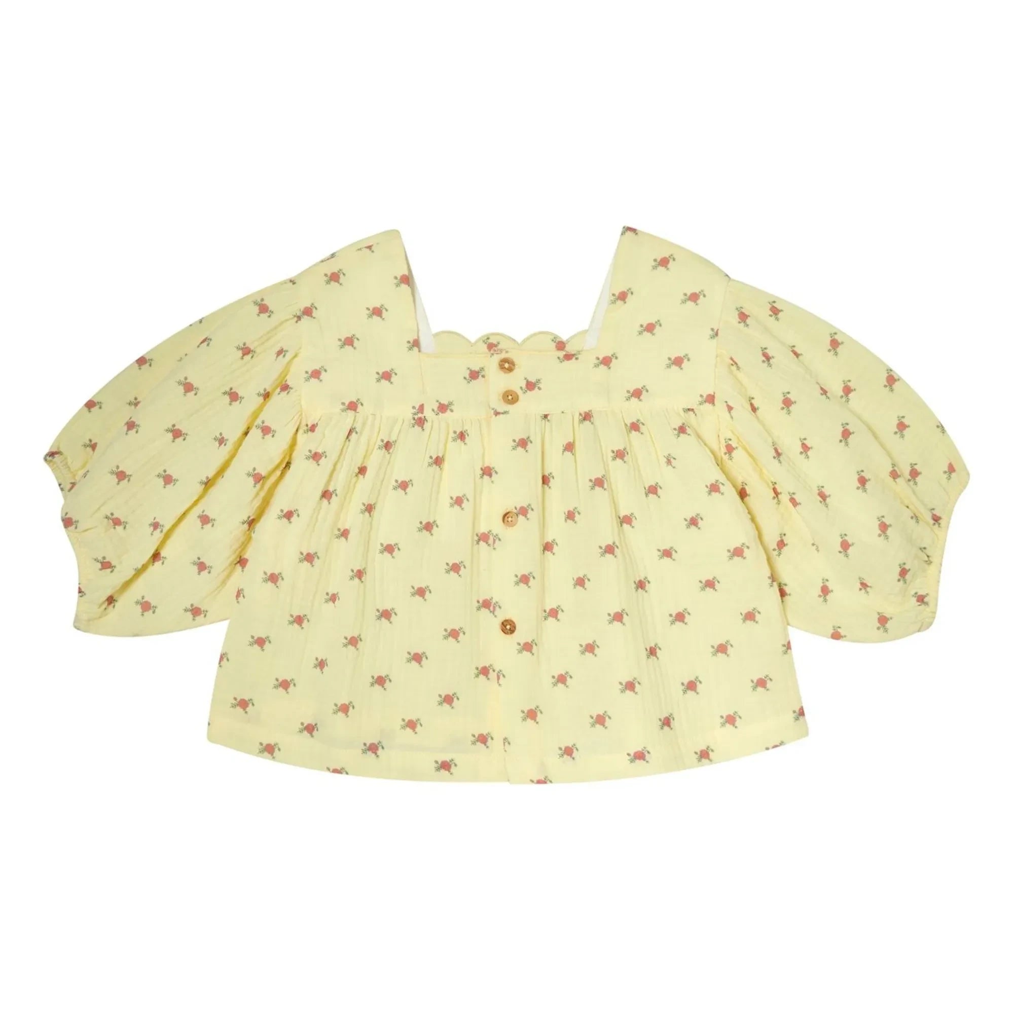 Tocoto Vintage - Bluse mit 3/4-Ärmeln und Blumenmuster | Gelb