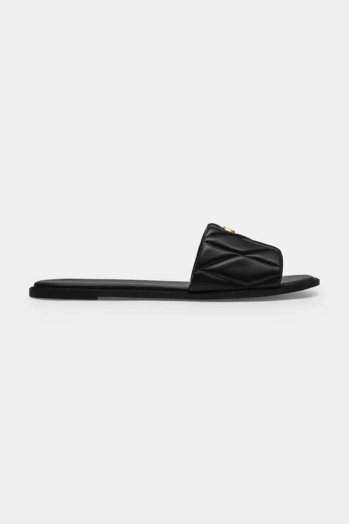 Coach Holly Quilted Leather Sandal kadın deri düz taban terlik