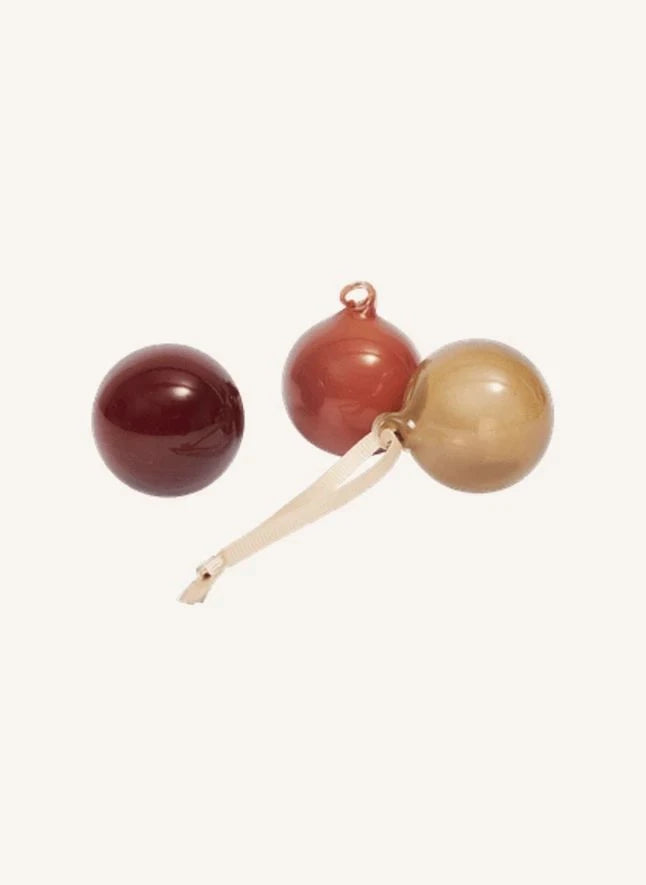 Ferm Living - Glas Weihnachtsdekorationen - 3er Set | Orange