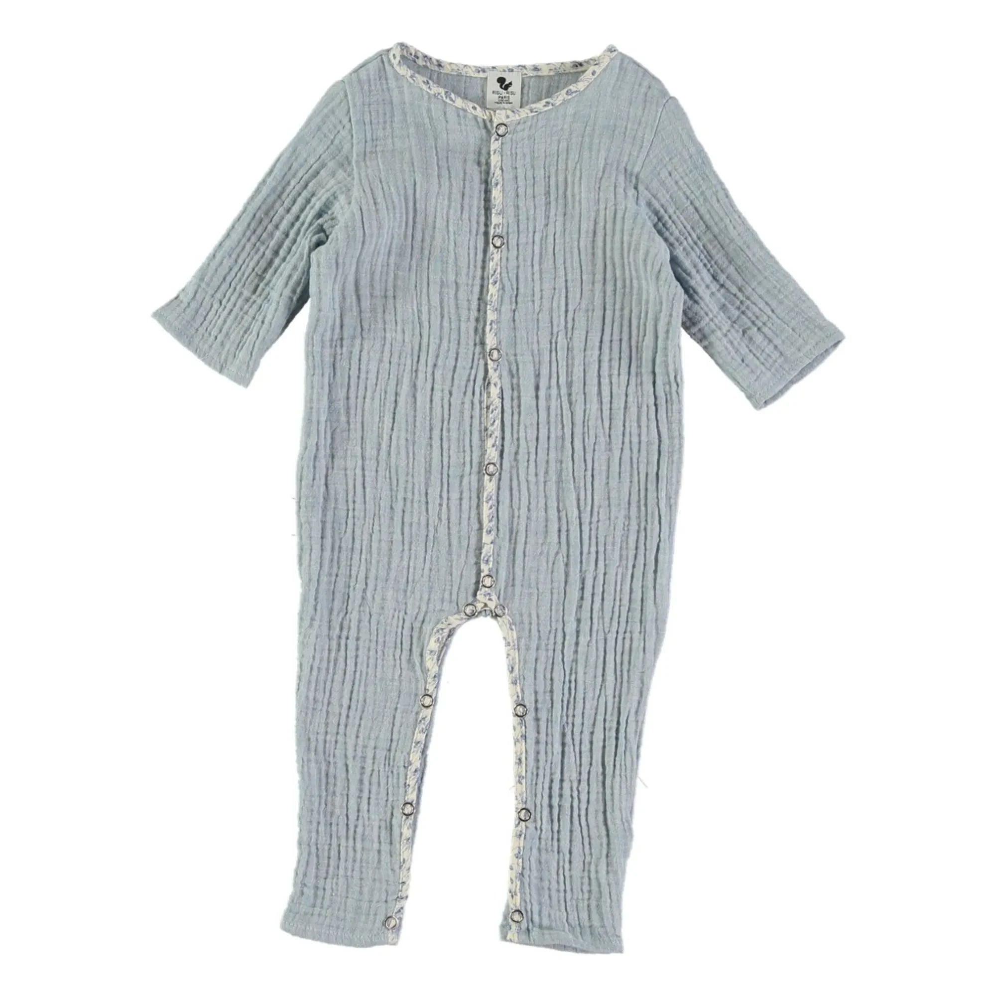 Risu Risu - Polito Bio-Baumwoll-Musselin-Pyjama | Hellblau