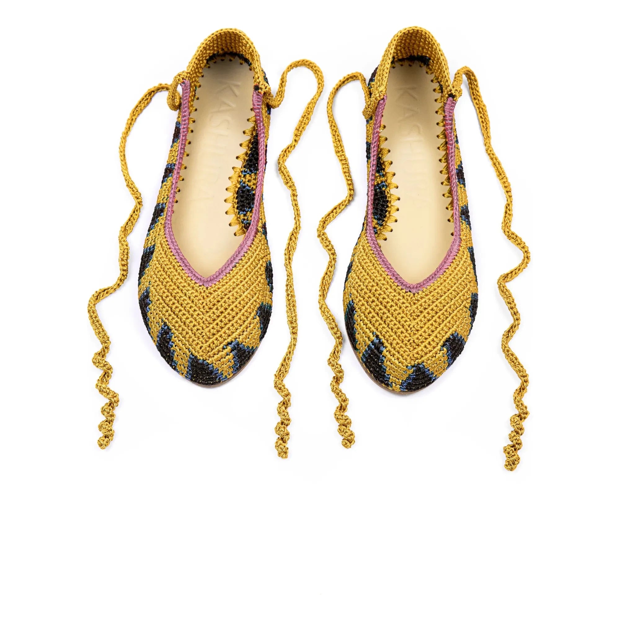 Kashura - Hohe Ballerinas Currybraun | Gelbe Curry Farbe