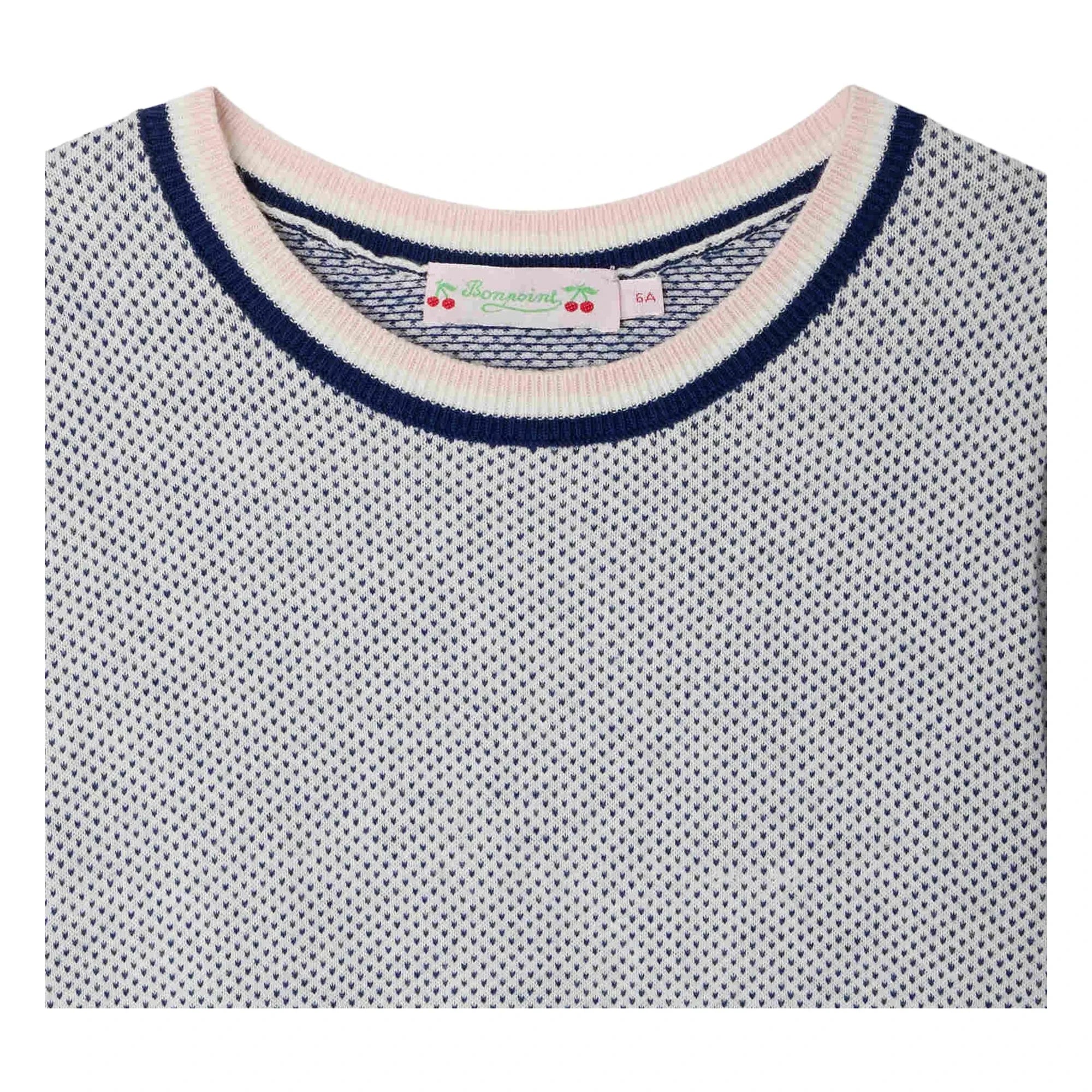 Bonpoint - Feinstrick-T-Shirt Limette aus Bio-Baumwolle | Blau