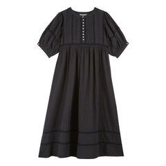Emile et Ida - Baumwollgaze-Kleid mit Spitze | Schwarz