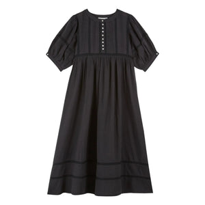 Emile et Ida - Baumwollgaze-Kleid mit Spitze | Schwarz