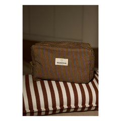 Gabrielle Paris - Gestreifte Baumwoll-Kulturtasche | Braun