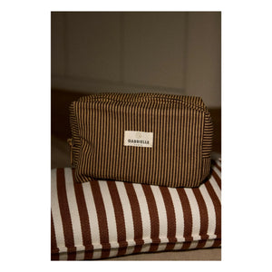 Gabrielle Paris - Gestreifte Baumwoll-Kulturtasche | Braun