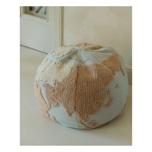 Lorena Canals - Weltkarte Pouf | Hellblau