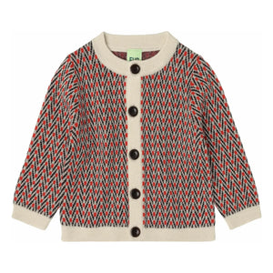 FUB - Ecru Merinowoll-Chevron-Strickjacke