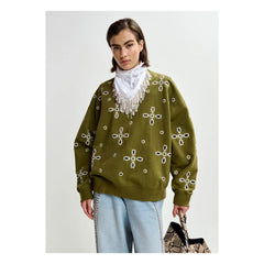 Essentiel Antwerp - Sweatshirt Jix mit Stickerei | Olivgrün