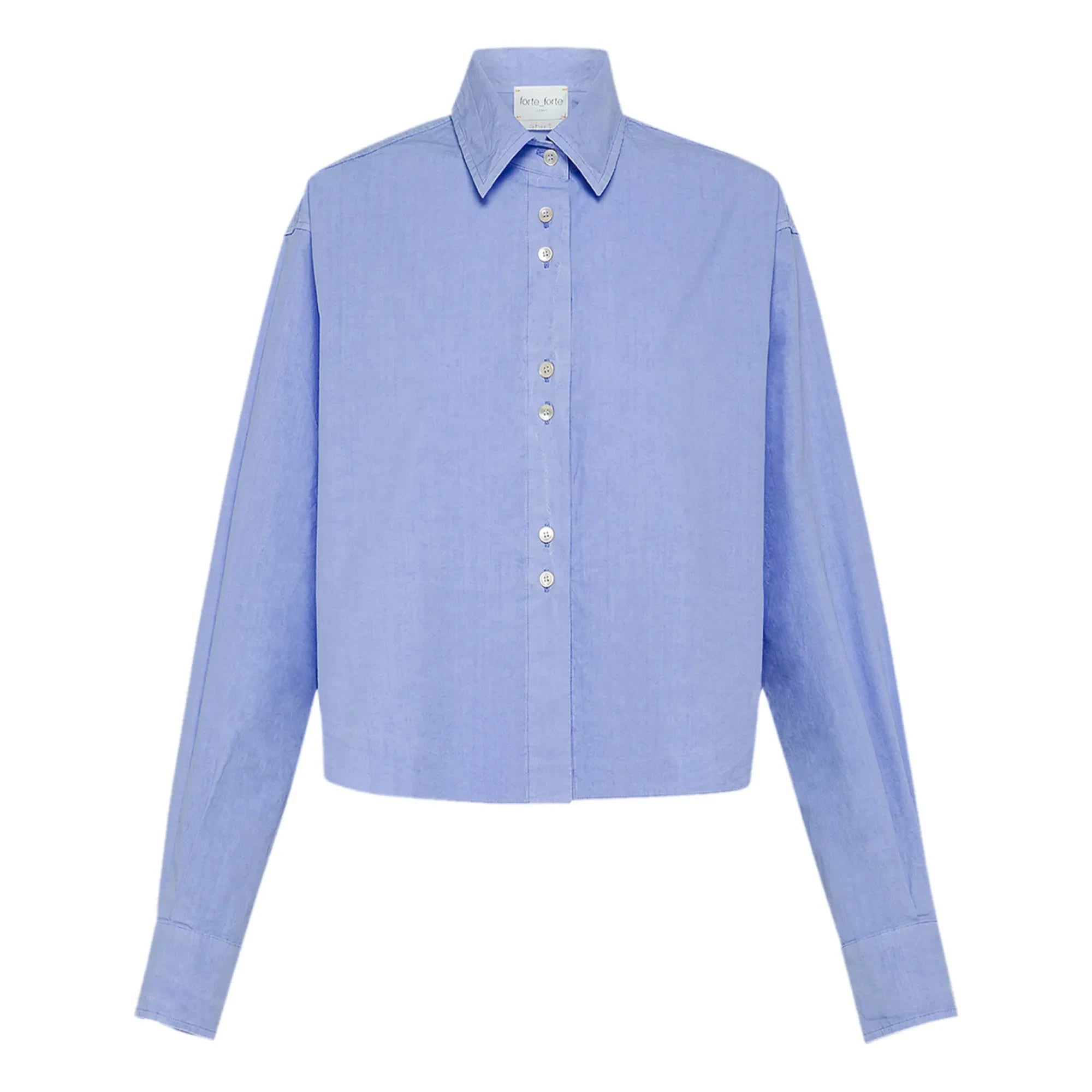Forte Forte - Cropped Popelinehemd aus Baumwolle | Eisblau