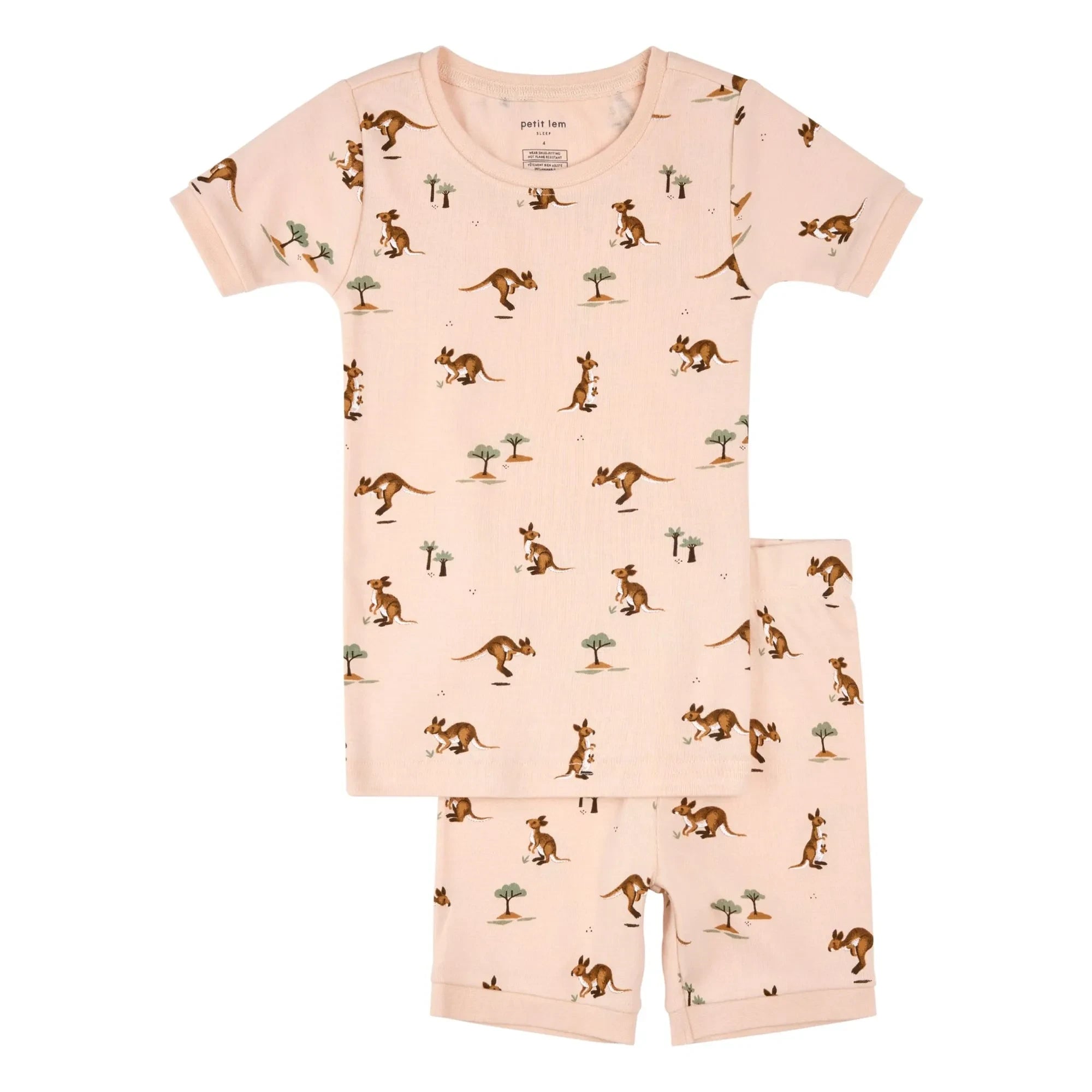 Petit Lem - Känguru-Pyjama-Shorts aus Bio-Baumwolle | Puderrosa