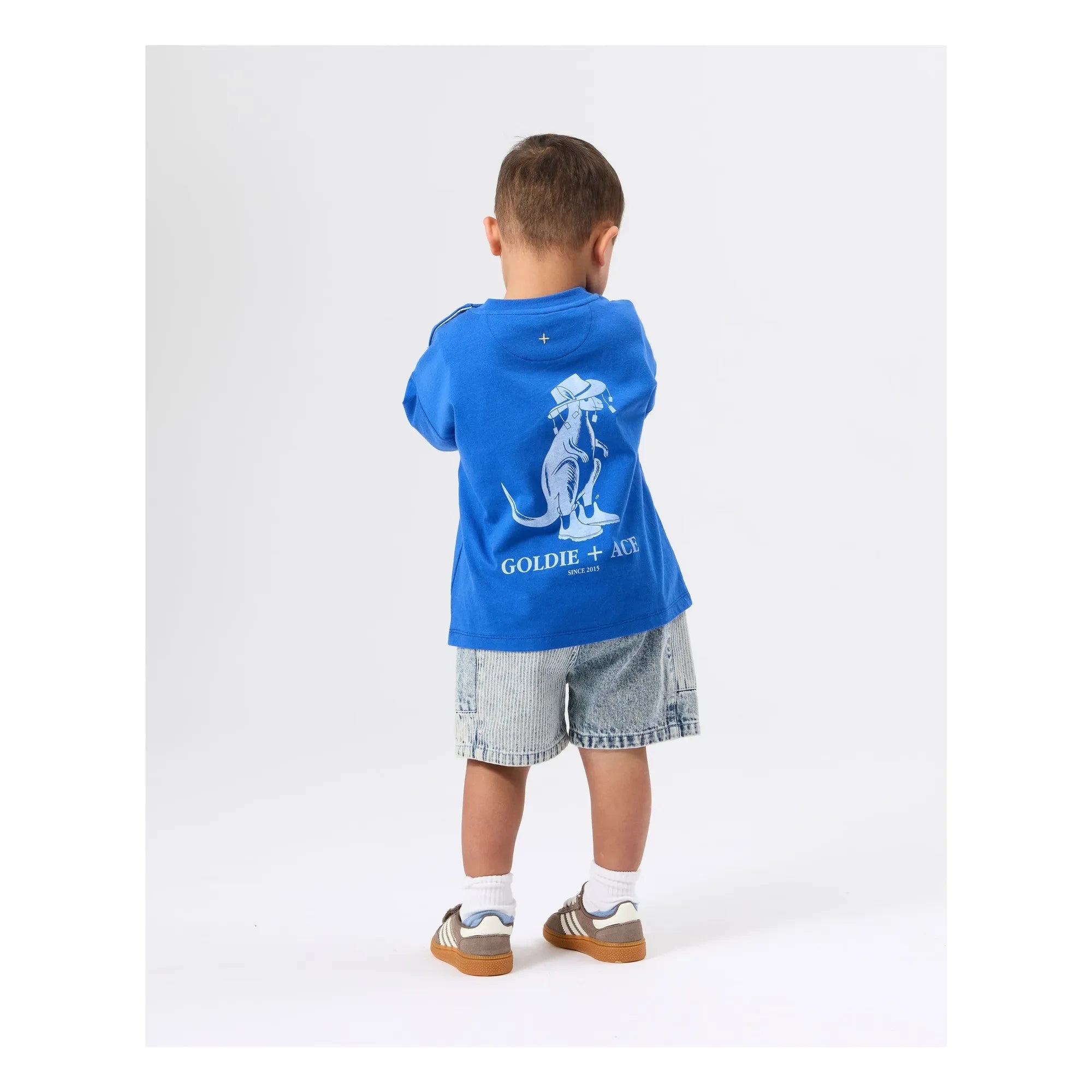 Goldie + Ace - Gestreifte Jeans-Shorts | Blau