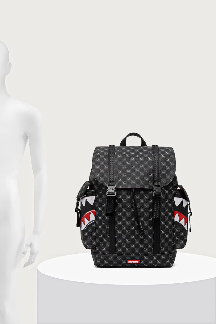 Sprayground - Schwarzer Rucksack mit Haifischen in Paris 910B9311NSZ