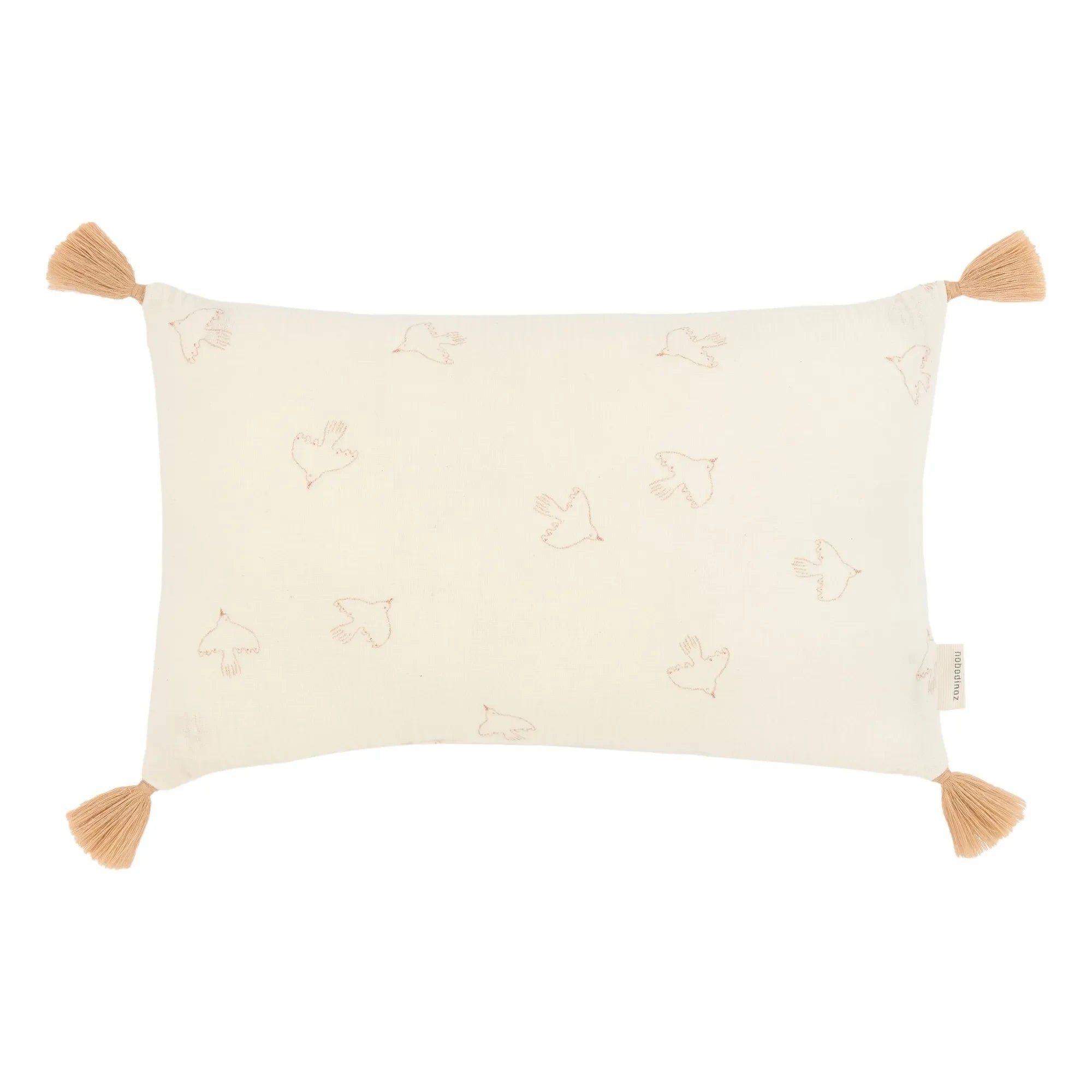 Nobodinoz – Wabi Sabi Hoshi Birds Kissen mit Quasten | Creme