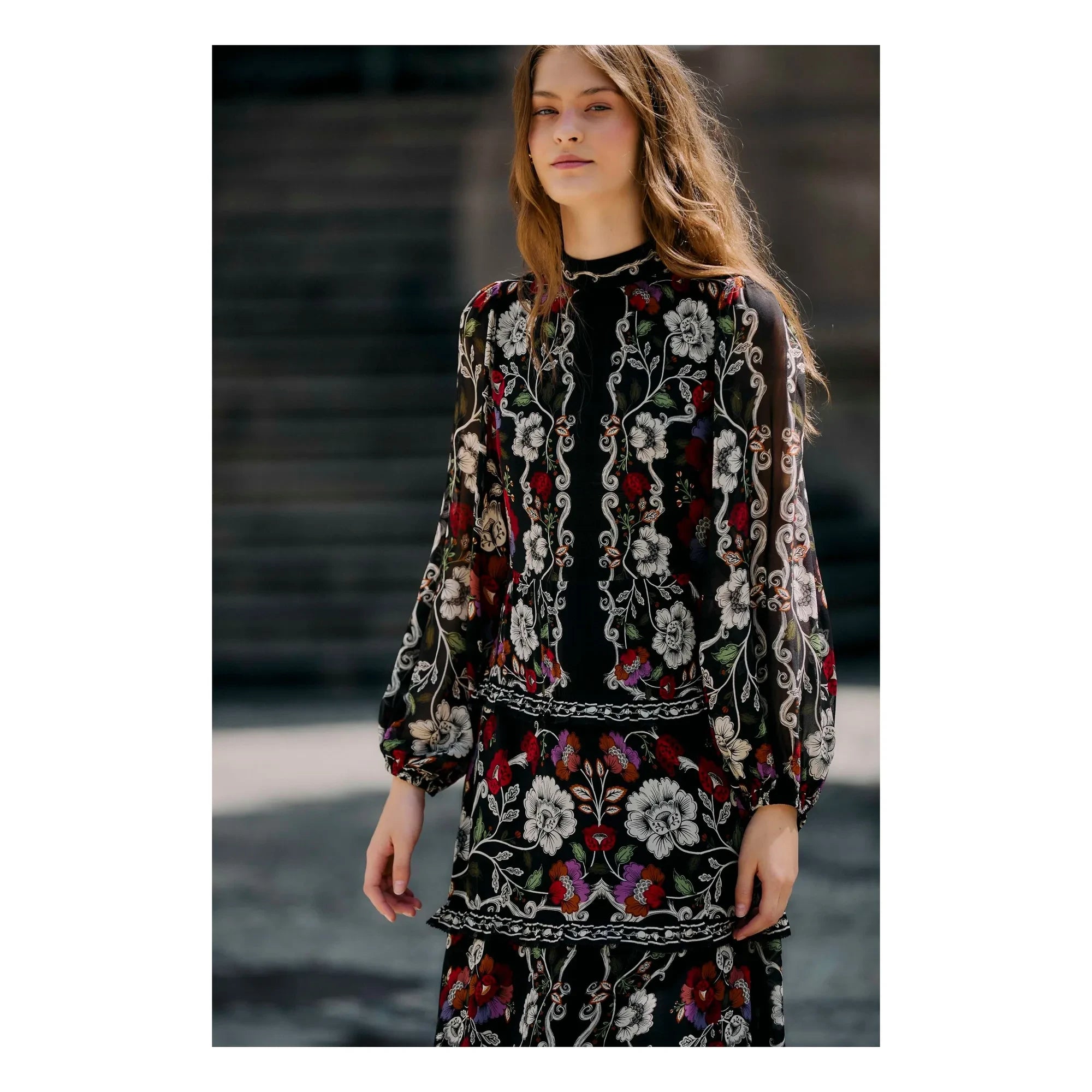 Farm Rio - Rococo Flowers Kleid | Schwarz