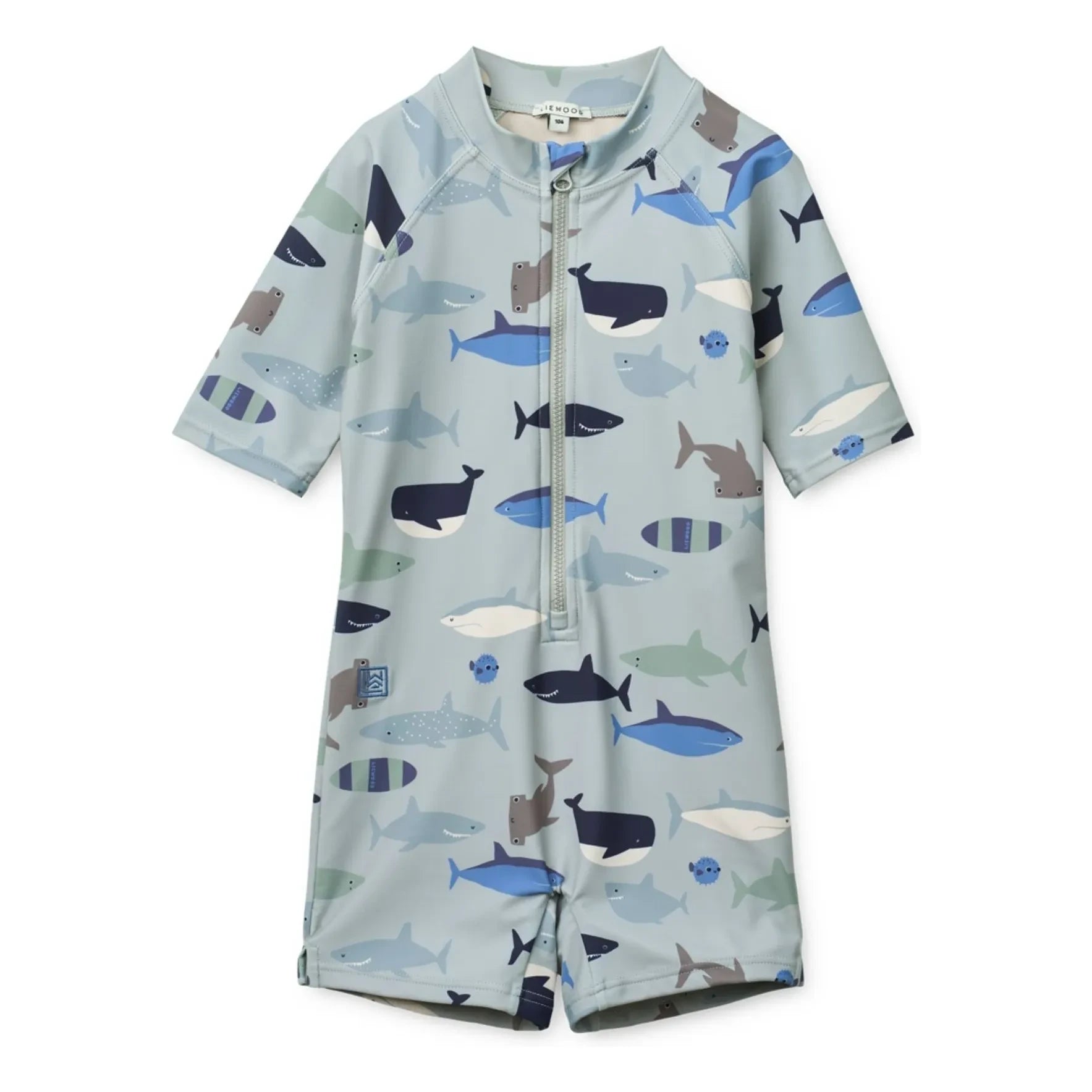 Liewood - Max Sharks UV-Schutz-Badeanzug, recycelte Fasern | Hellblau