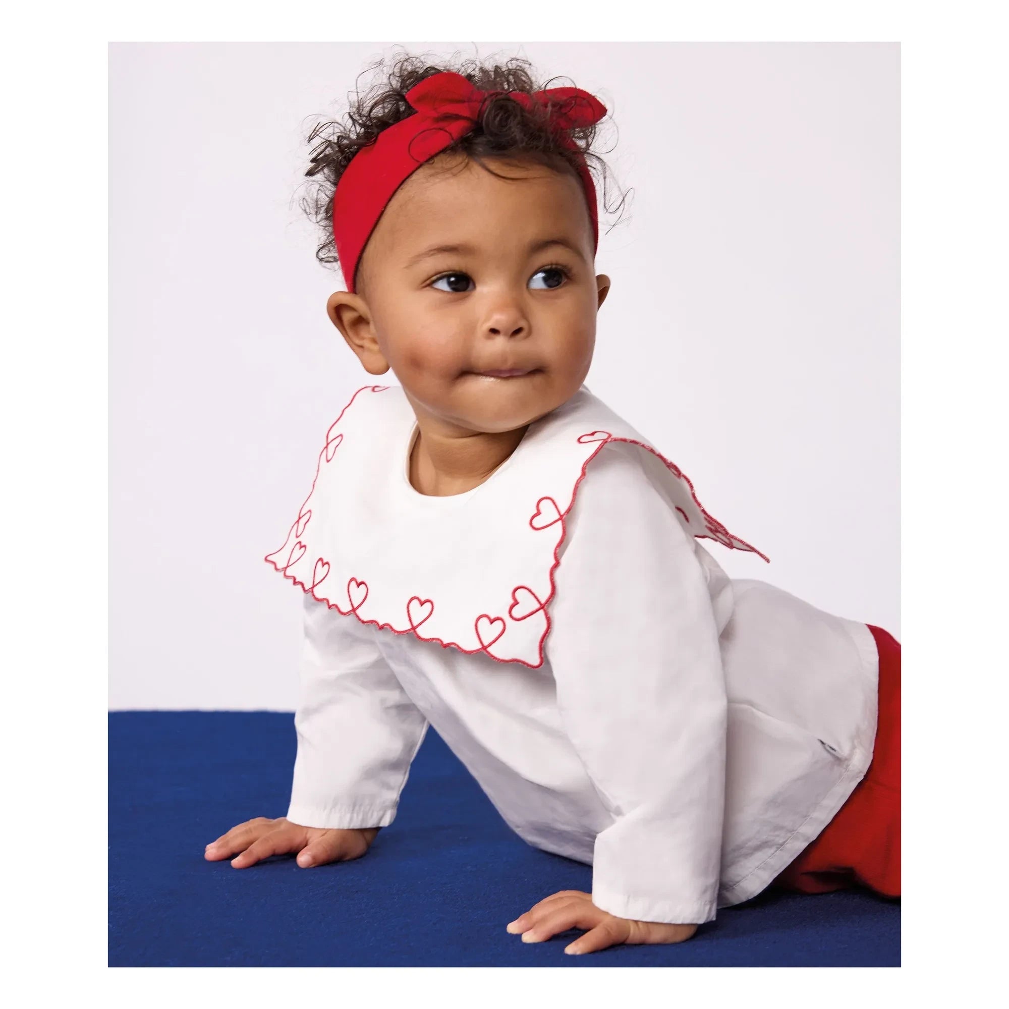 Petit Bateau – Bluse aus Popeline aus Bio-Baumwolle mit weitem Ausschnitt | Weiß