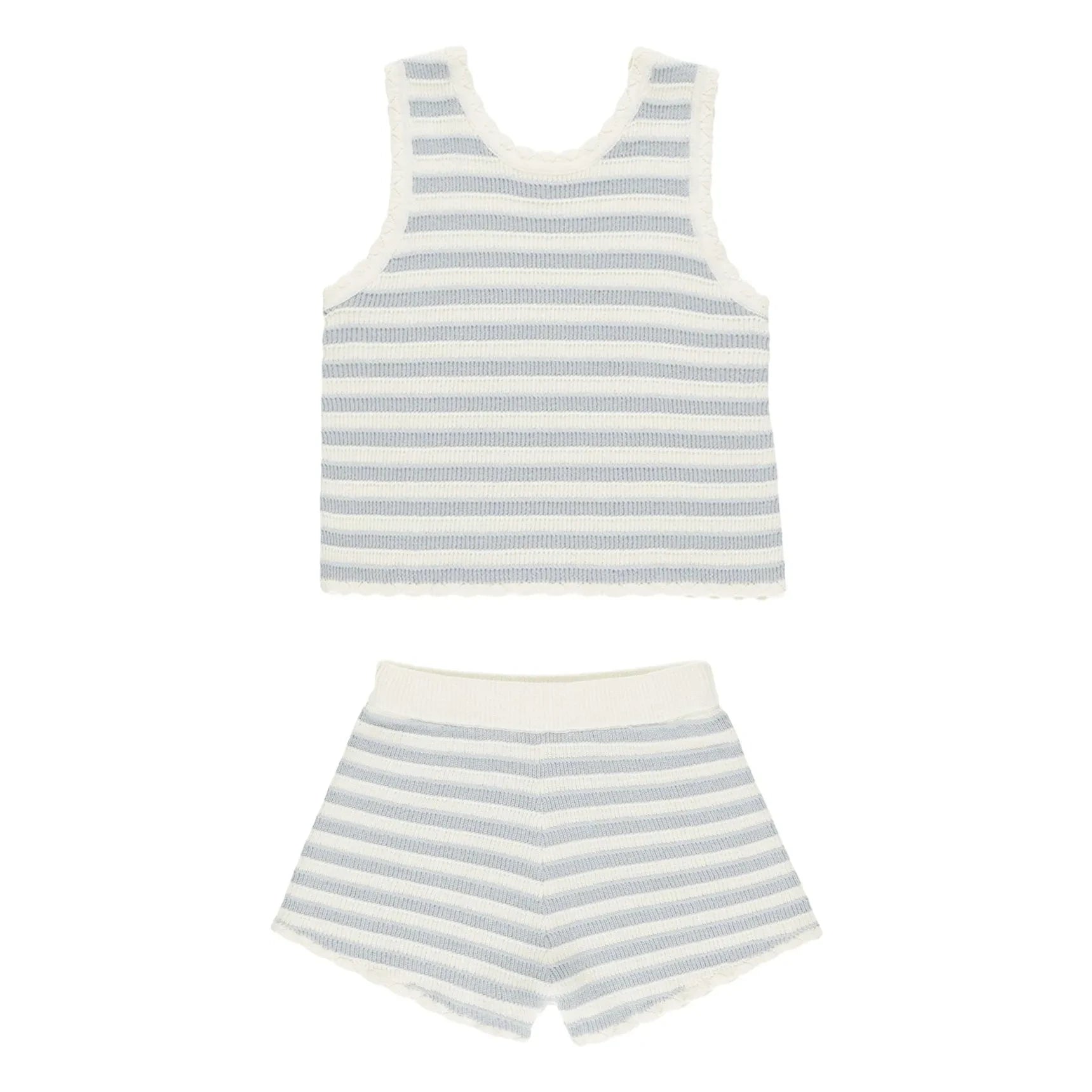 Rylee + Cru - Gestreiftes Oberteil und Shorts Set | Hellblau