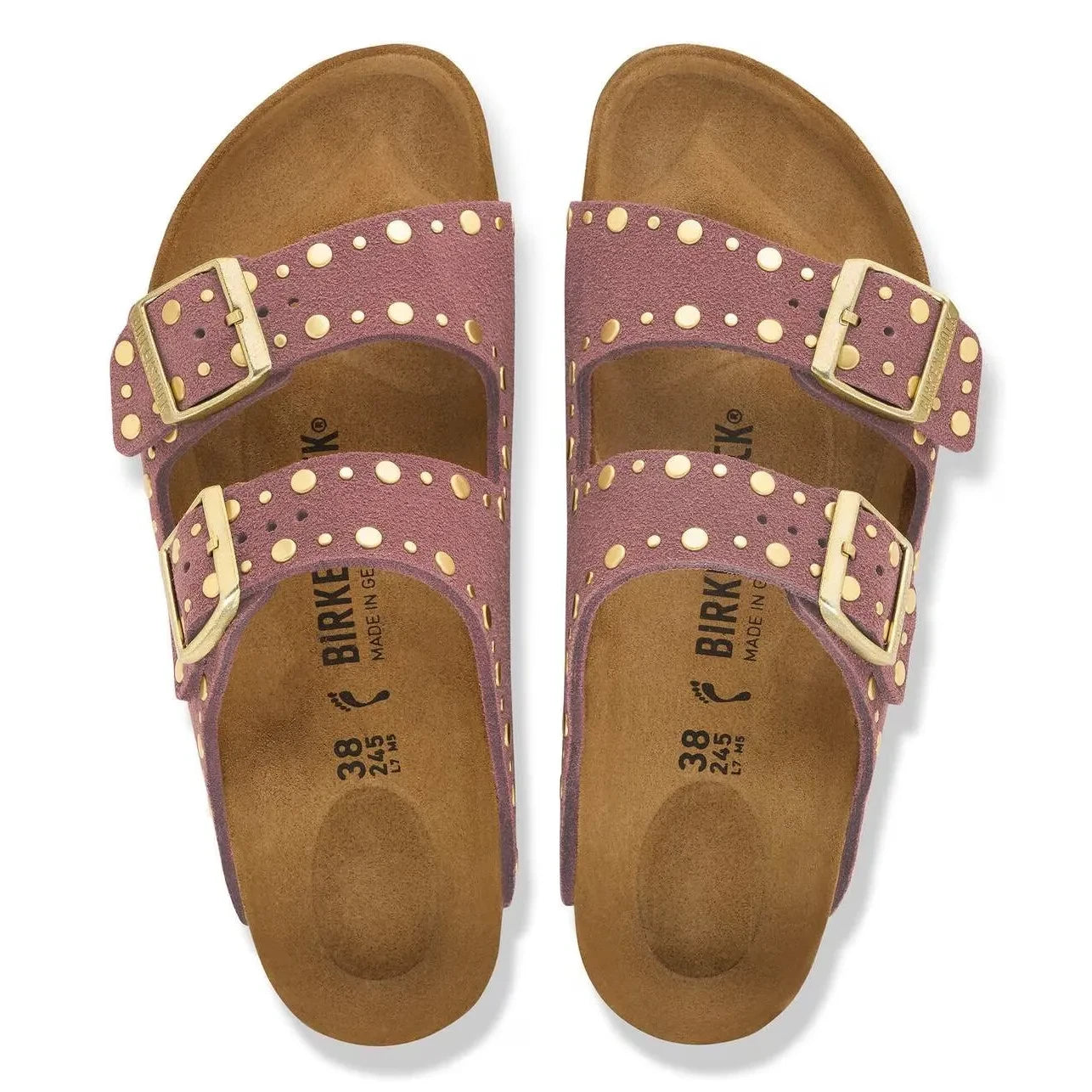 BIRKENSTOCK - Arizona Rivets Süet Sandaletler | Kiremit kırmızısı
