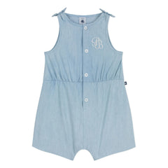 Petit Bateau - Mavi Chambray Bağlamalı Tulum
