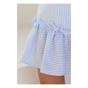 Tartine et Chocolat - Gestreiftes Rüschenkleid | Blau