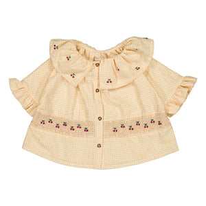 Loir - Bluse Hortense Vichy Kirschen Bio-Baumwolle | Gelb