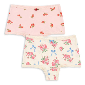 Konges Sløjd - Hipster-Höschen aus Bio-Baumwolle mit Blumenmuster, 2er-Pack | Puderrosa