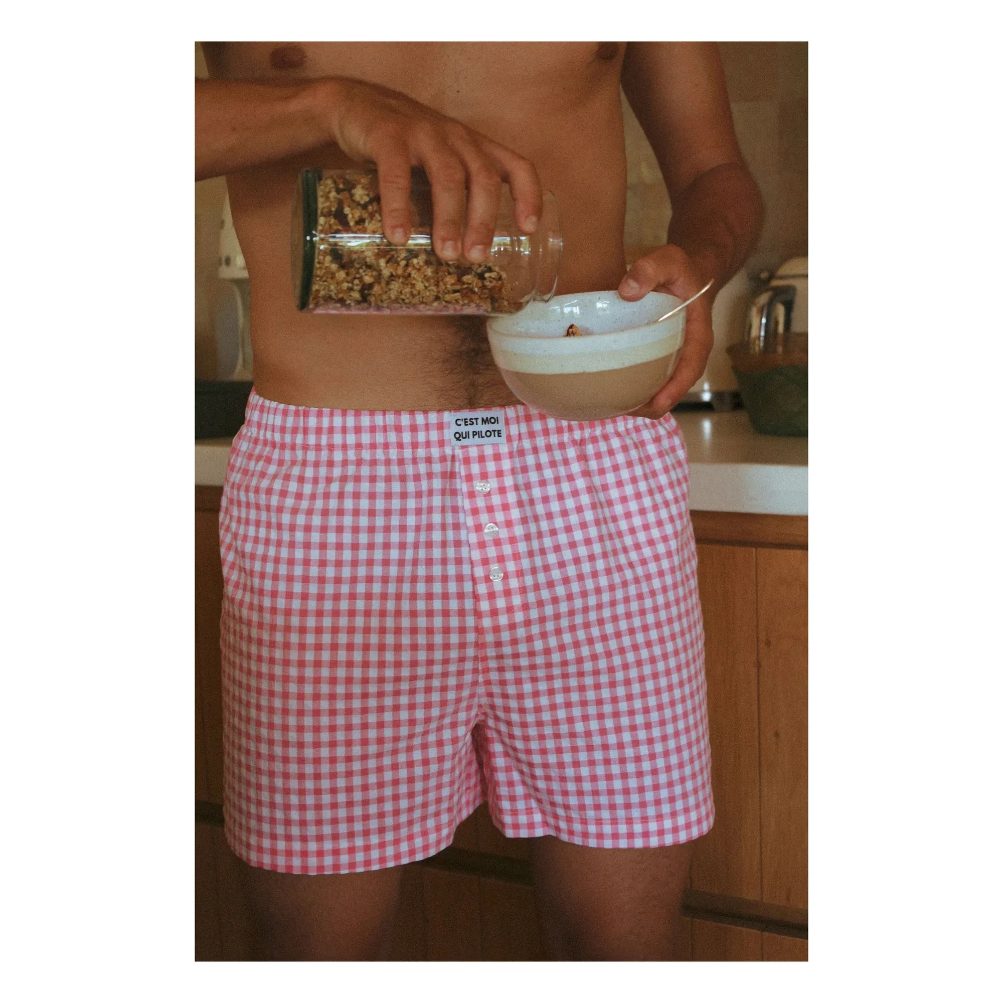 Ich bin am Steuer - Vichy Boxershorts | Rosa