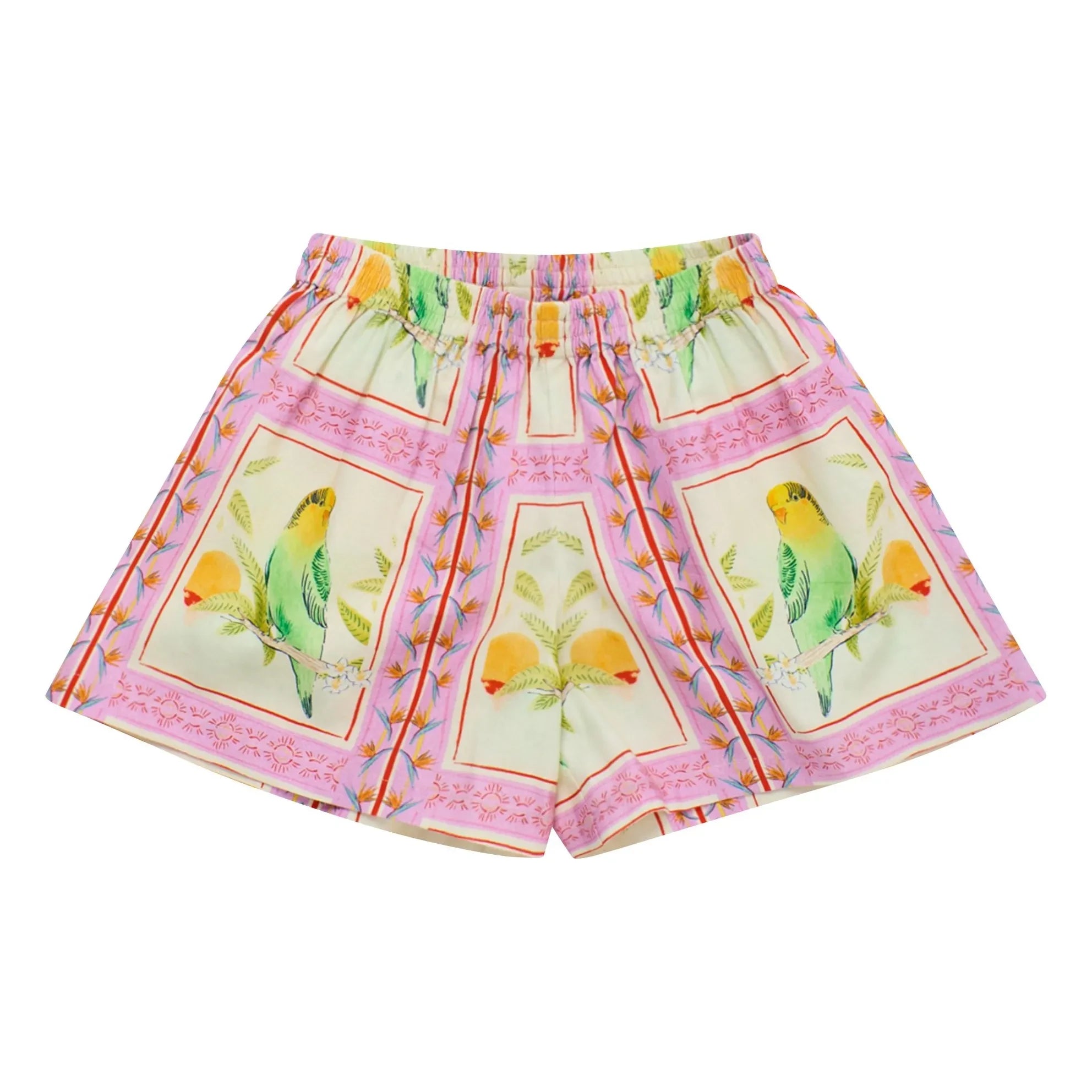 Maison Mangostan - Kurze Patchwork-Vögel | Rosa