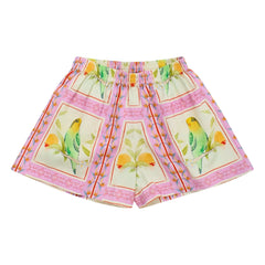 Maison Mangostan - Kurze Patchwork-Vögel | Rosa