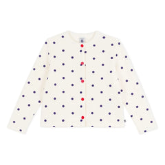 Petit Bateau - Gepunktete Molton-Strickjacke | Ecru