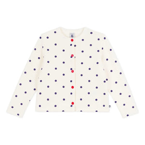 Petit Bateau - Gepunktete Molton-Strickjacke | Ecru