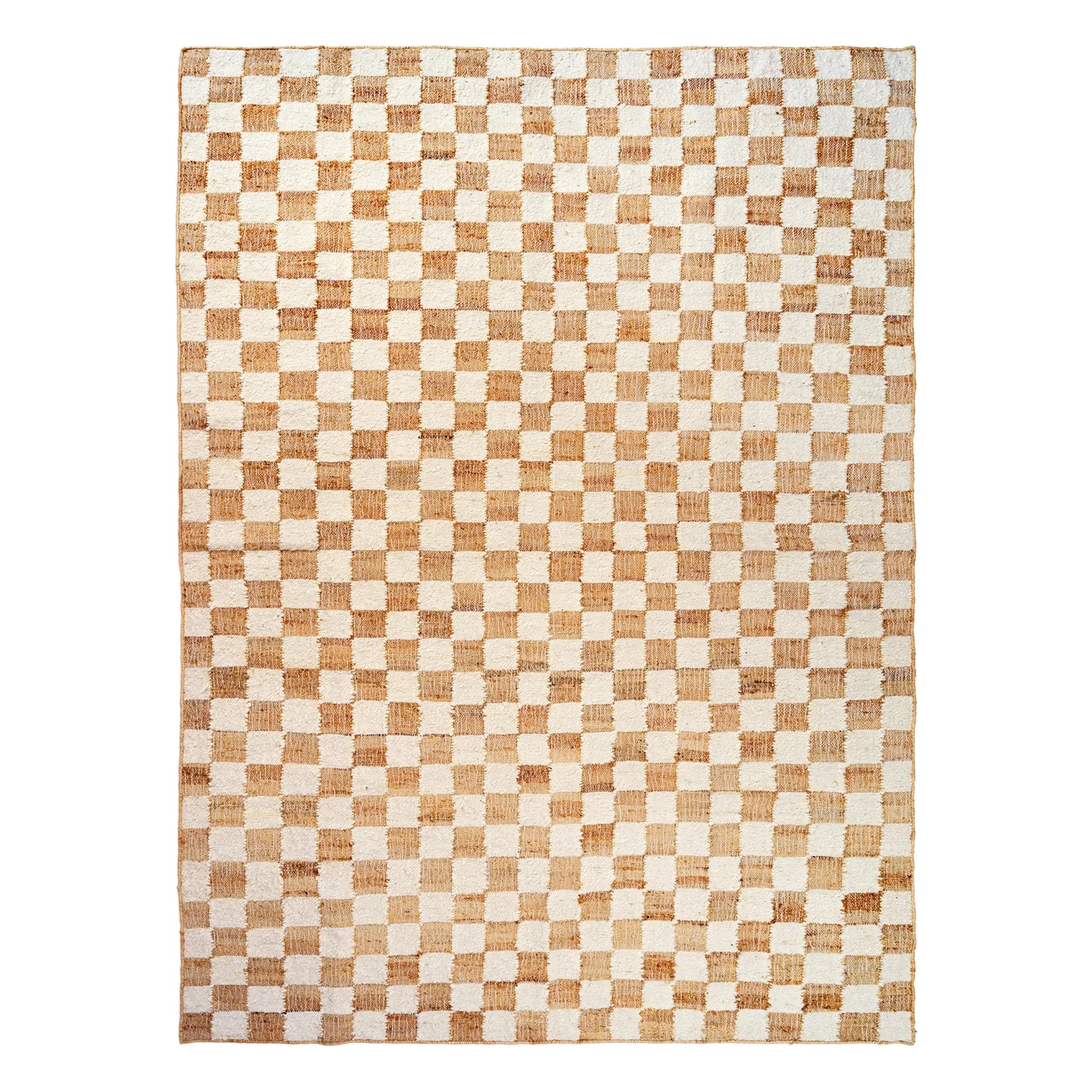 Ferm Living - Karierter Wolle und Jute Teppich | Creme