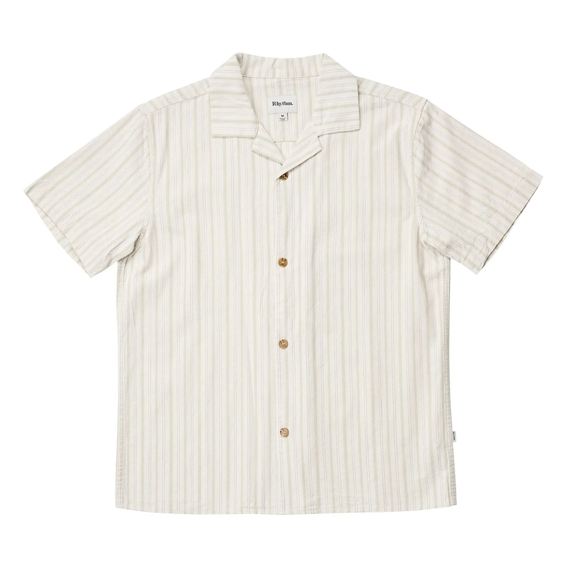 Rhythm - Gestreiftes Holiday Kurzarmhemd | Creme