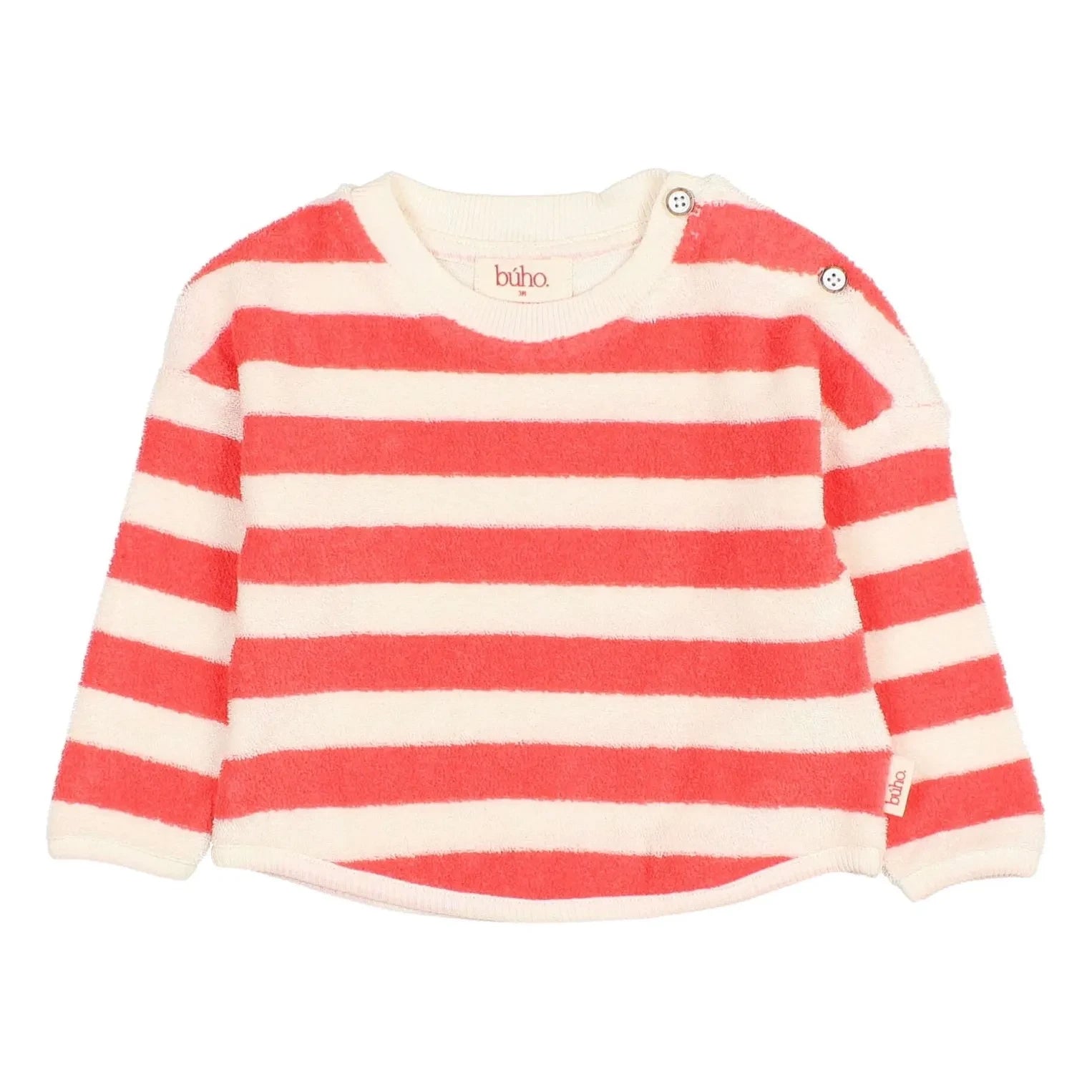Búho – Gestreiftes Baby-Sweatshirt aus Bio-Baumwolle | Rot