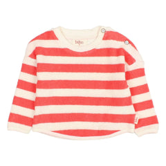 Búho – Gestreiftes Baby-Sweatshirt aus Bio-Baumwolle | Rot